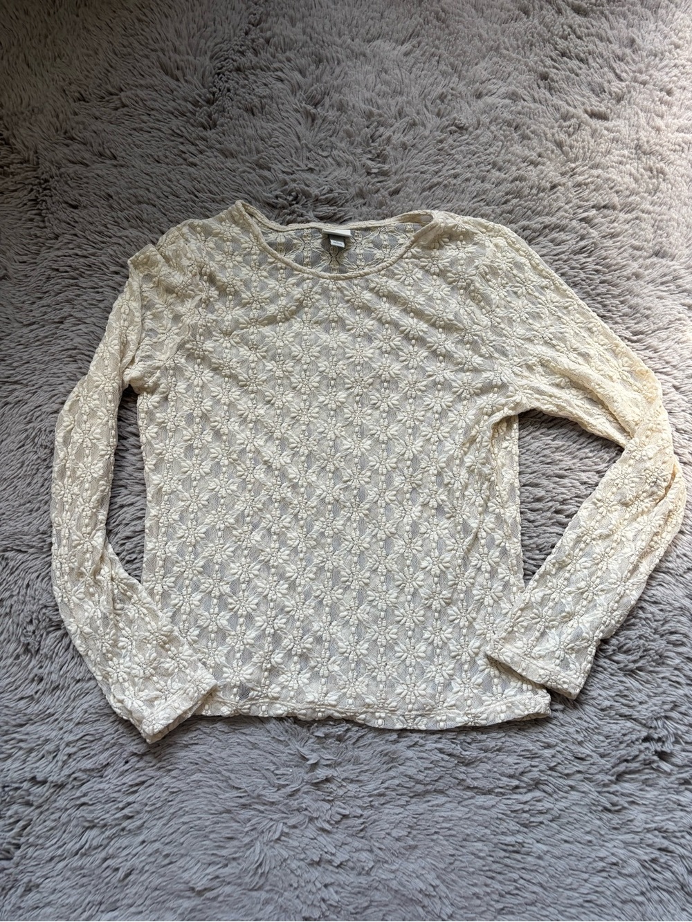 a new day Cream Floral Lace Long-Sleeve Blouse size Large